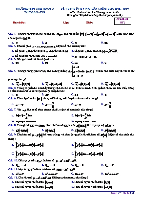 Đề thi thử THPT Quốc gia môn Toán lần 2 - Mã đề 012 - Năm học 2018-2019 - Trường THPT Nho Quan A (Có đáp án)